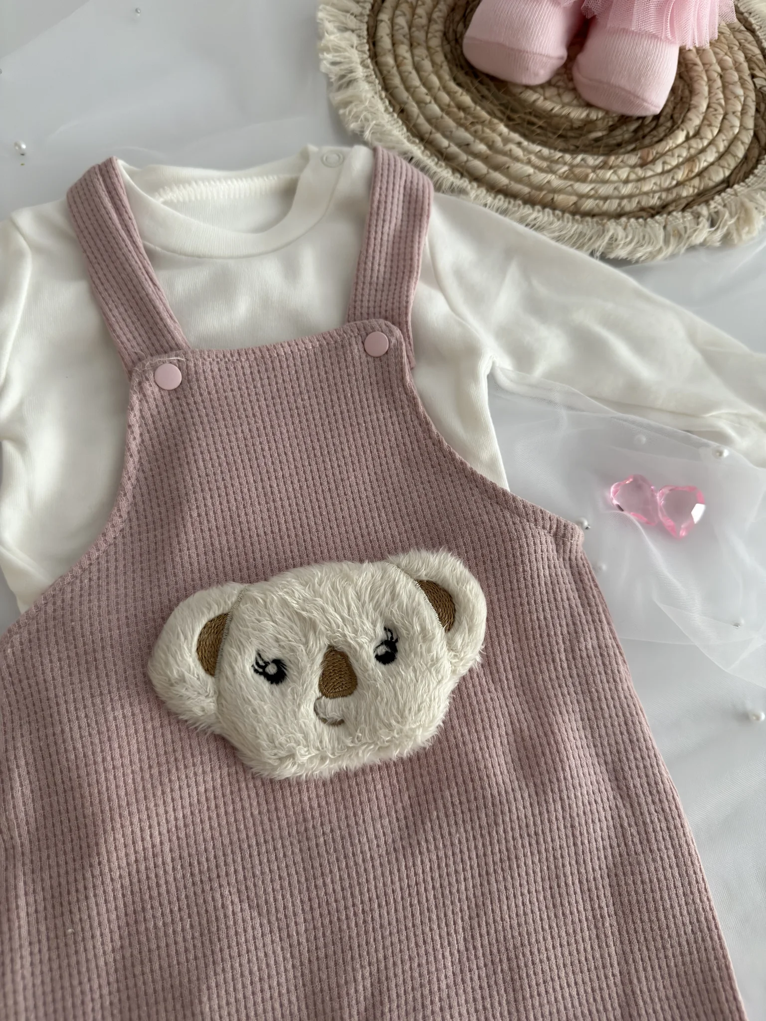 Бебешки комплект 2 части "Cuddly Koala" –Розов и вафлен рипс от BabyPlanet - изглед 2