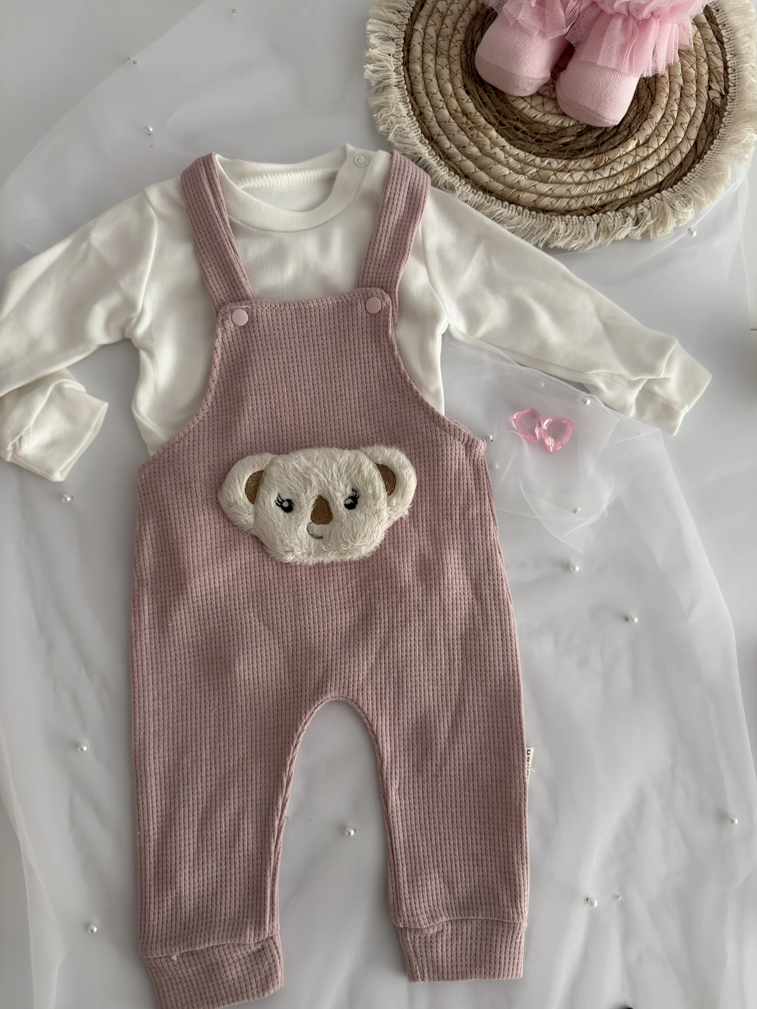 Бебешки комплект 2 части "Cuddly Koala" –Розов и вафлен рипс