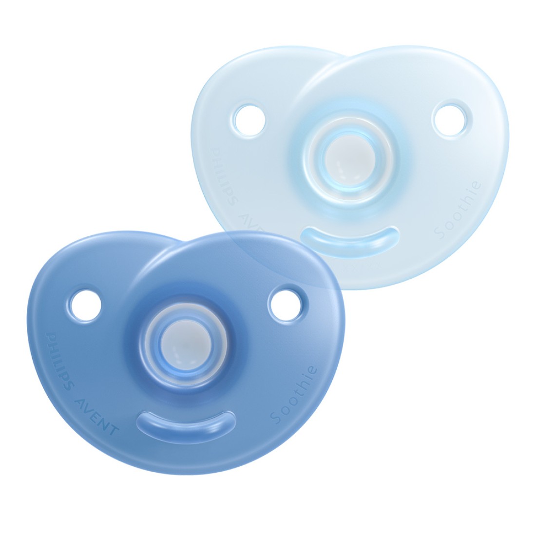 Комплект от 2 бр. ортодонтски силиконови залъгалки за новордени Philips Avent SOOTHIE SCF099/26 в кутия за стерилизиране, сини